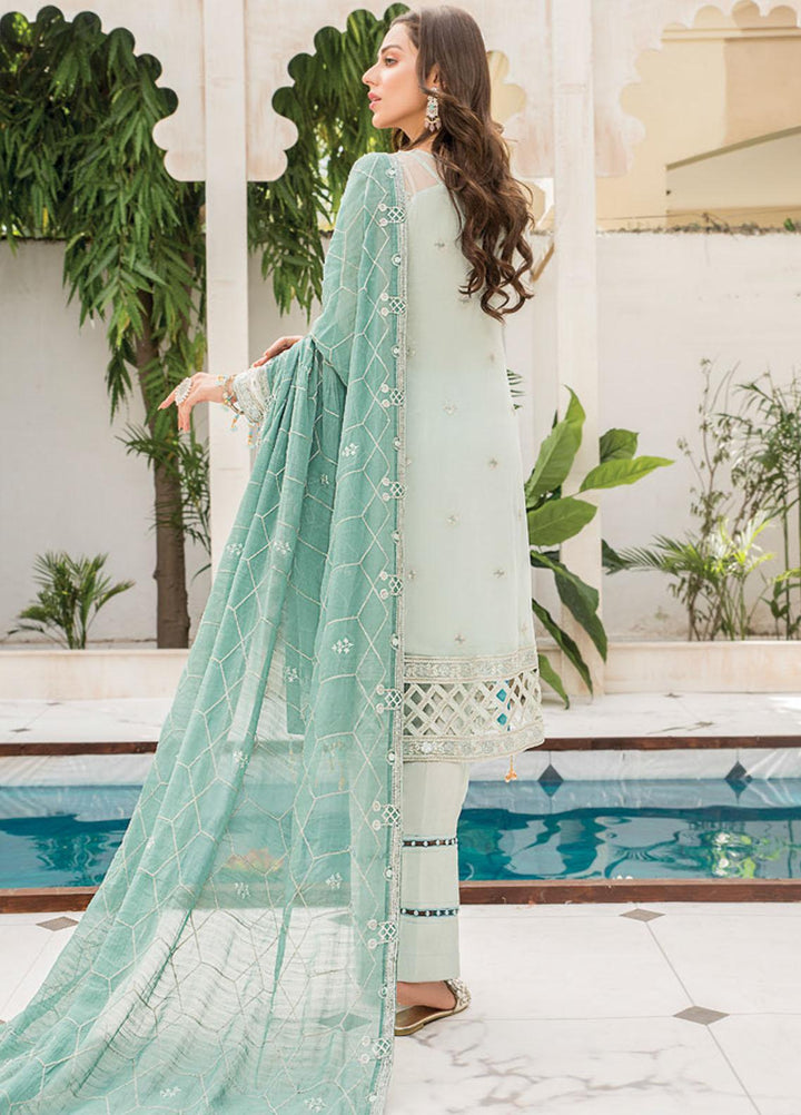 Maryam's Embroidered Chiffon Suits Unstitched 3 Piece MRM21C D-04 Nile Mint - Luxury Collection