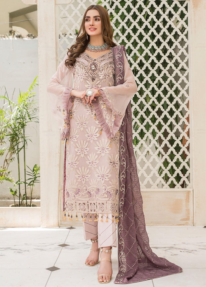 Maryam's Embroidered Chiffon Suits Unstitched 3 Piece MRM21C D-06 Mauve Lilac - Luxury Collection