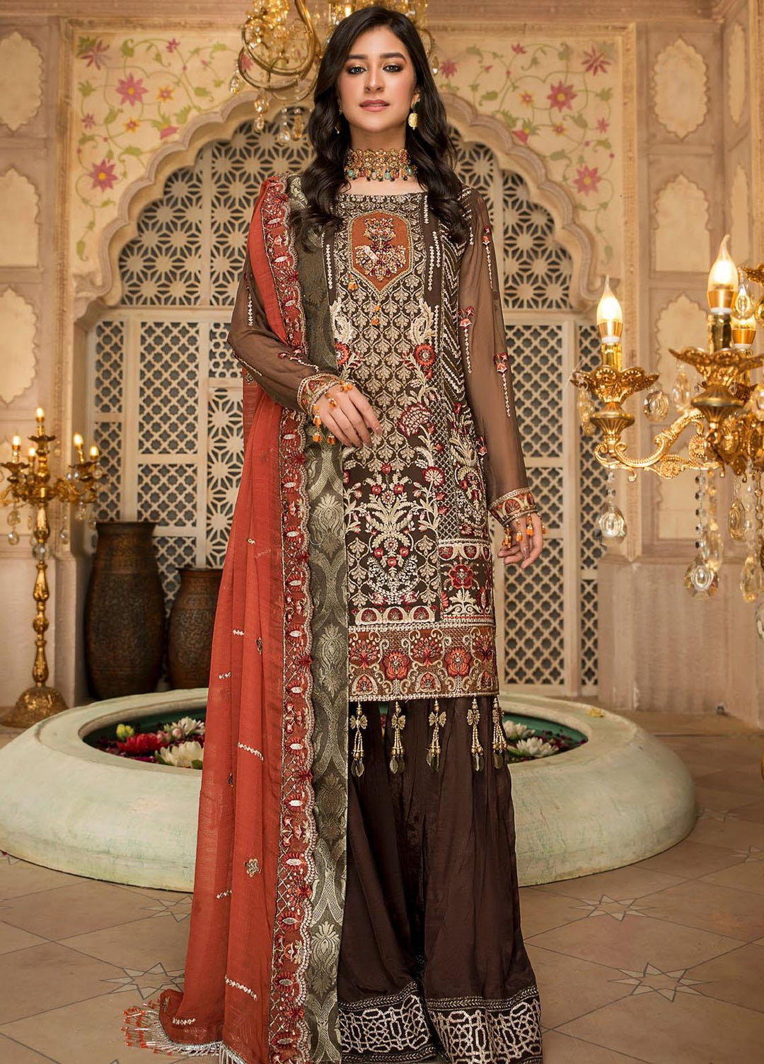 Maryam's Embroidered Chiffon Suits Unstitched 3 Piece MRM21PF-9 D-504 - Formals Collection