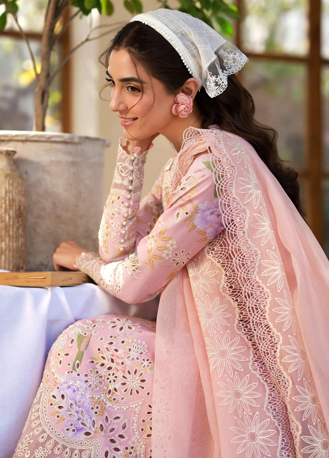 Maryam Hussain Embroidered Lawn Suit Unstitched 3 Piece MH25LL D-01 Dimple - Summer Collection