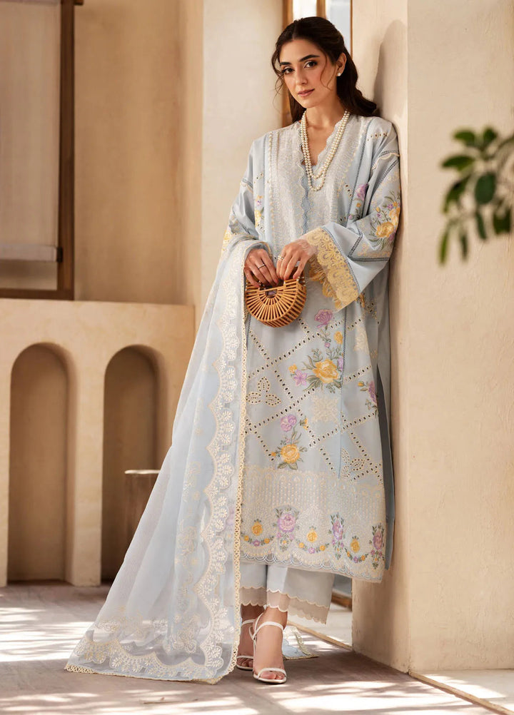 Maryam Hussain Embroidered Lawn Suit Unstitched 3 Piece MH25LL D-02 Ocean - Summer Collection