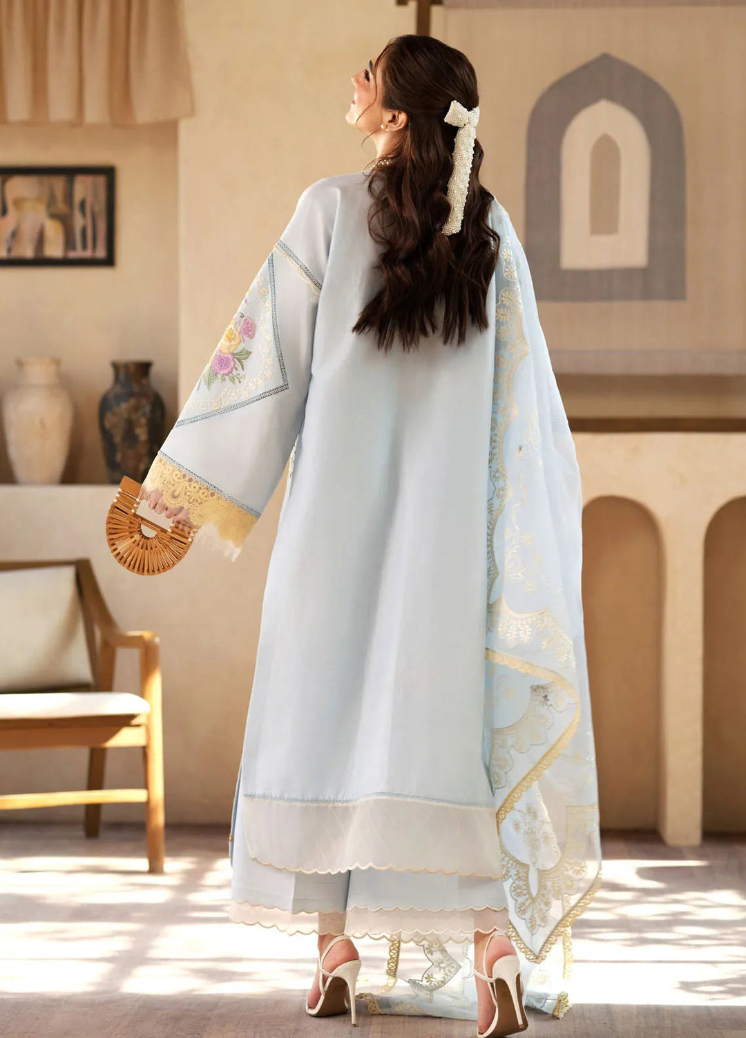 Maryam Hussain Embroidered Lawn Suit Unstitched 3 Piece MH25LL D-02 Ocean - Summer Collection