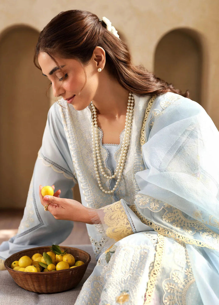 Maryam Hussain Embroidered Lawn Suit Unstitched 3 Piece MH25LL D-02 Ocean - Summer Collection