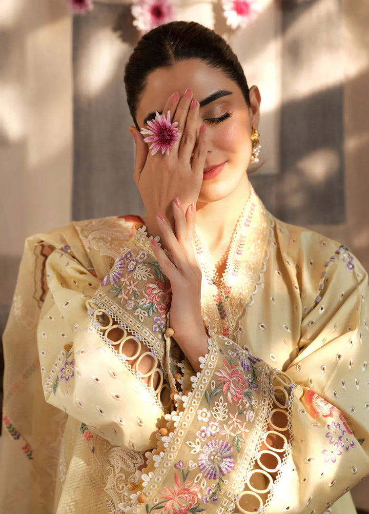 Maryam Hussain Embroidered Lawn Suit Unstitched 3 Piece MH25LL D-04 Lemon Garden - Summer Collection