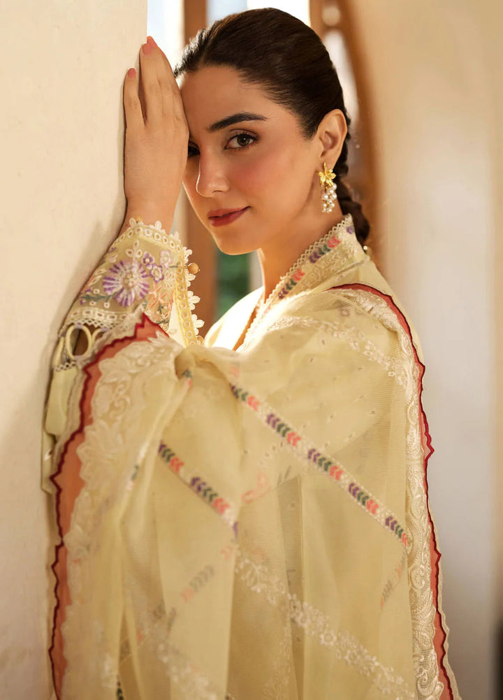 Maryam Hussain Embroidered Lawn Suit Unstitched 3 Piece MH25LL D-04 Lemon Garden - Summer Collection
