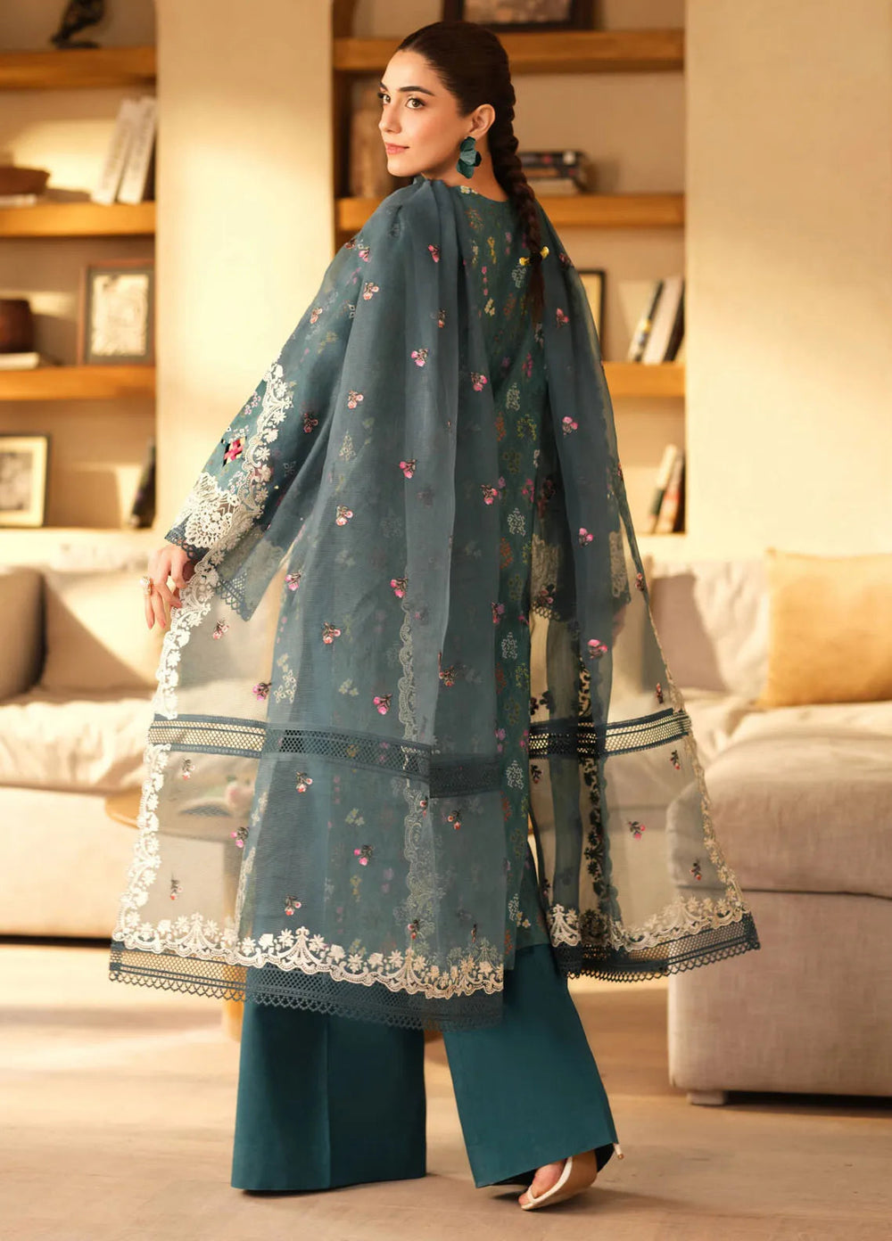 Maryam Hussain Embroidered Lawn Suit Unstitched 3 Piece MH25LL D-05 Seashell - Summer Collection