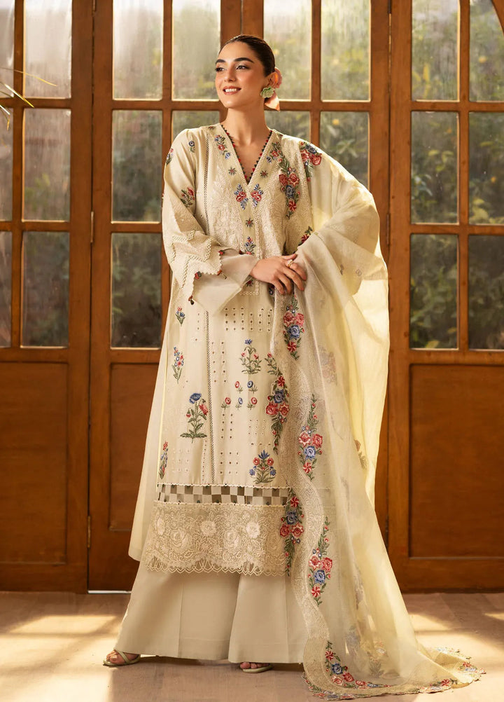Maryam Hussain Embroidered Lawn Suit Unstitched 3 Piece MH25LL D-08 Mint - Summer Collection