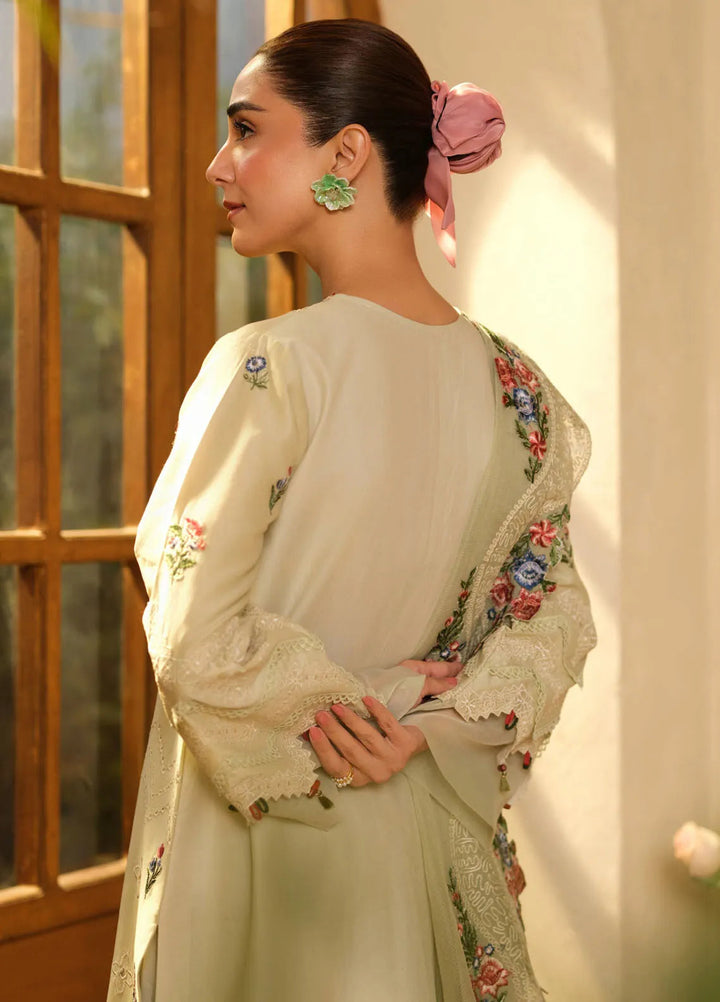 Maryam Hussain Embroidered Lawn Suit Unstitched 3 Piece MH25LL D-08 Mint - Summer Collection