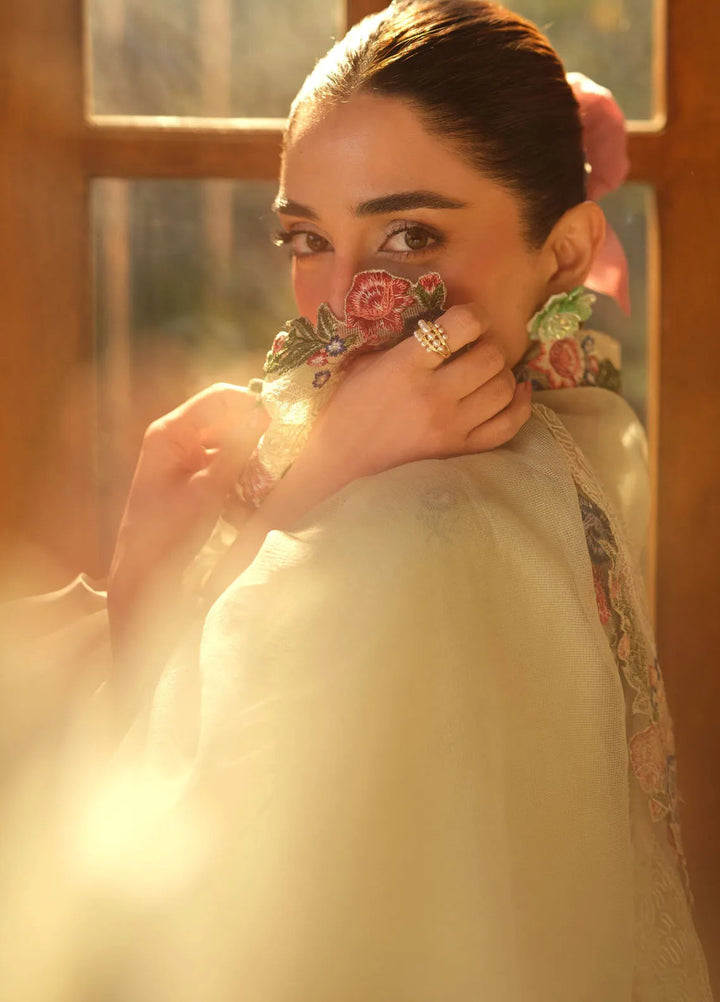 Maryam Hussain Embroidered Lawn Suit Unstitched 3 Piece MH25LL D-08 Mint - Summer Collection