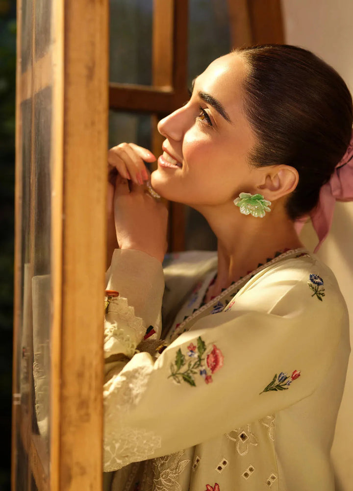 Maryam Hussain Embroidered Lawn Suit Unstitched 3 Piece MH25LL D-08 Mint - Summer Collection