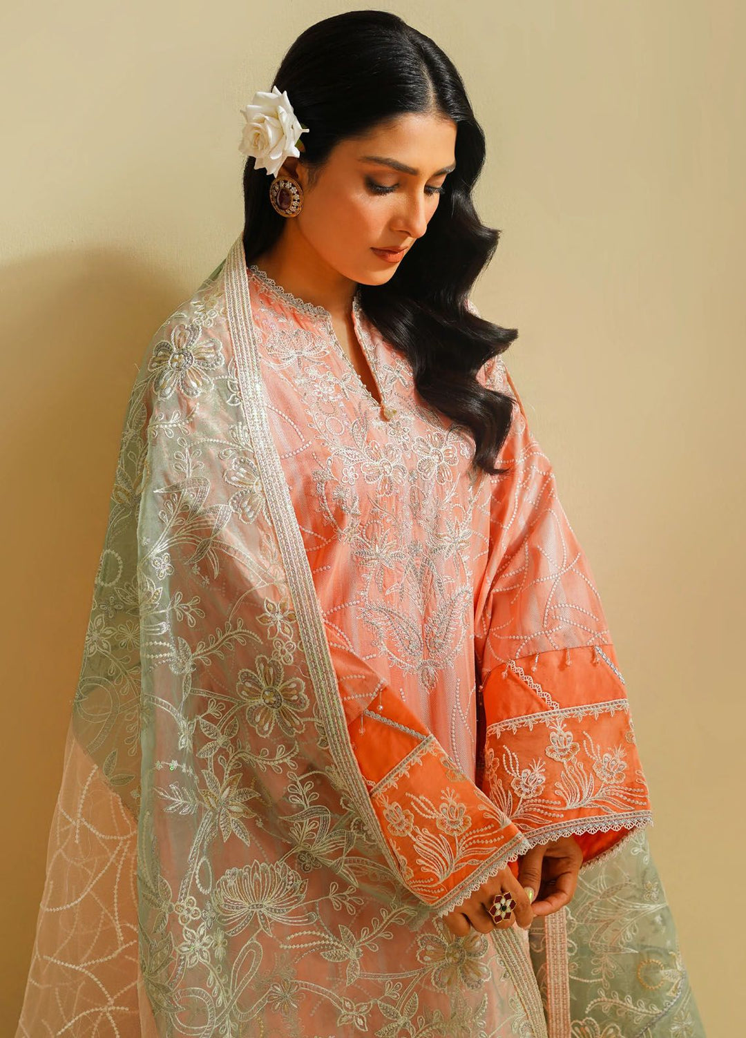 Maryum N Maria Embroidered Lawn Suit Unstitched 3 Piece MNM24E MS24583 Aiza - Eid Luxury Collection