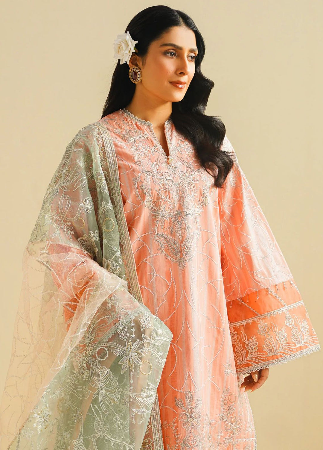 Maryum N Maria Embroidered Lawn Suit Unstitched 3 Piece MNM24E MS24583 Aiza - Eid Luxury Collection