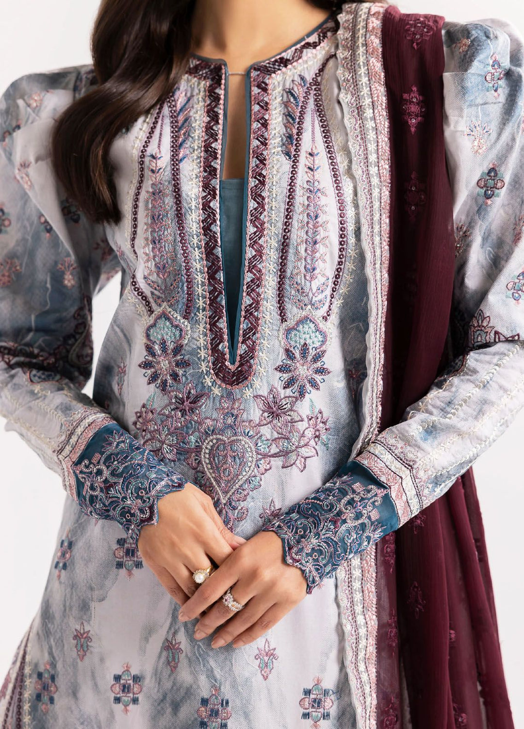 Maryum N Maria Embroidered Lawn Suit Unstitched 3 Piece MNM24E MS24590 Jahanara - Eid Luxury Collection