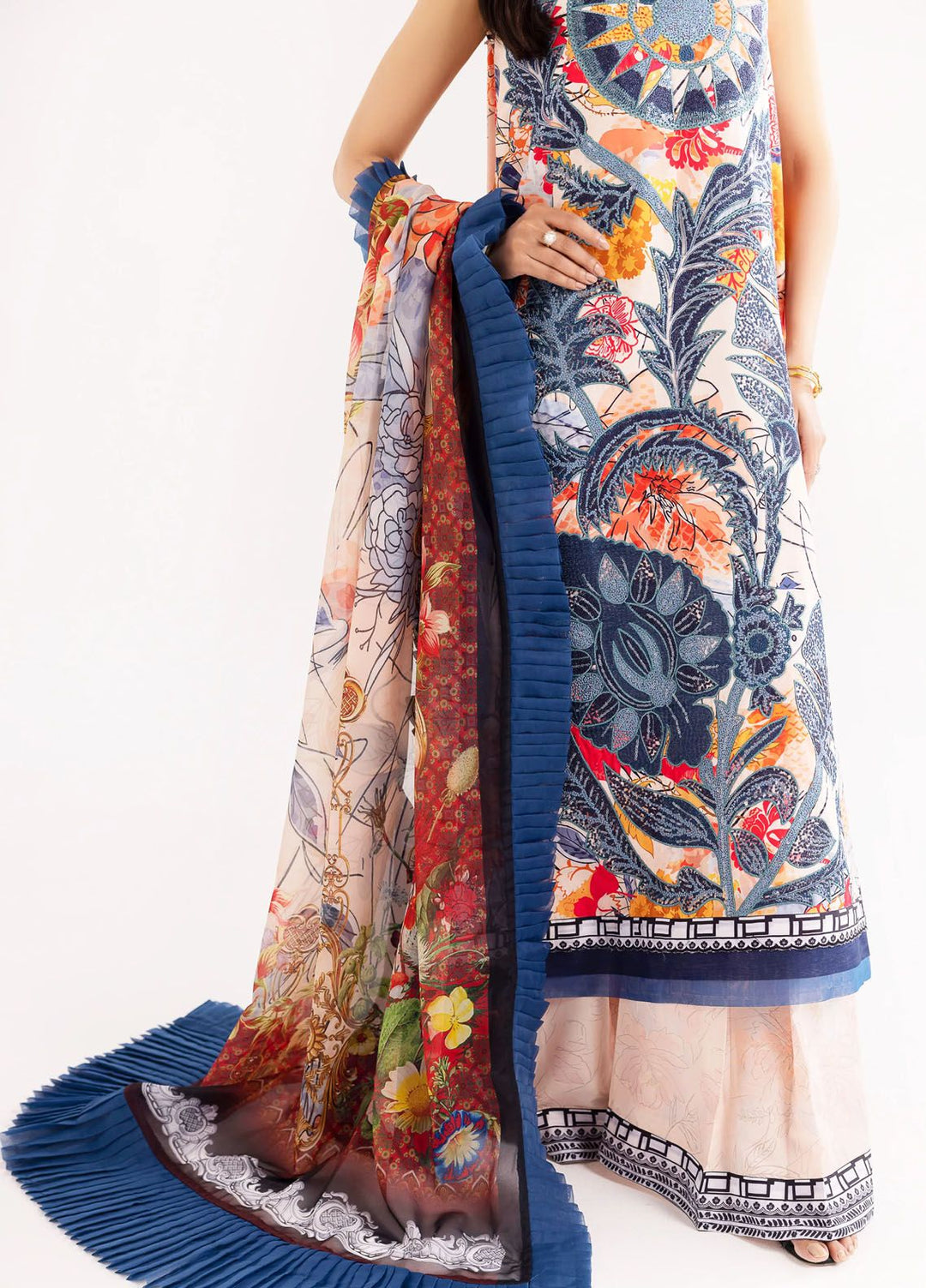 Maryum N Maria Embroidered Lawn Suit Unstitched 3 Piece MNM24E MS24593 Shafaq - Eid Luxury Collection