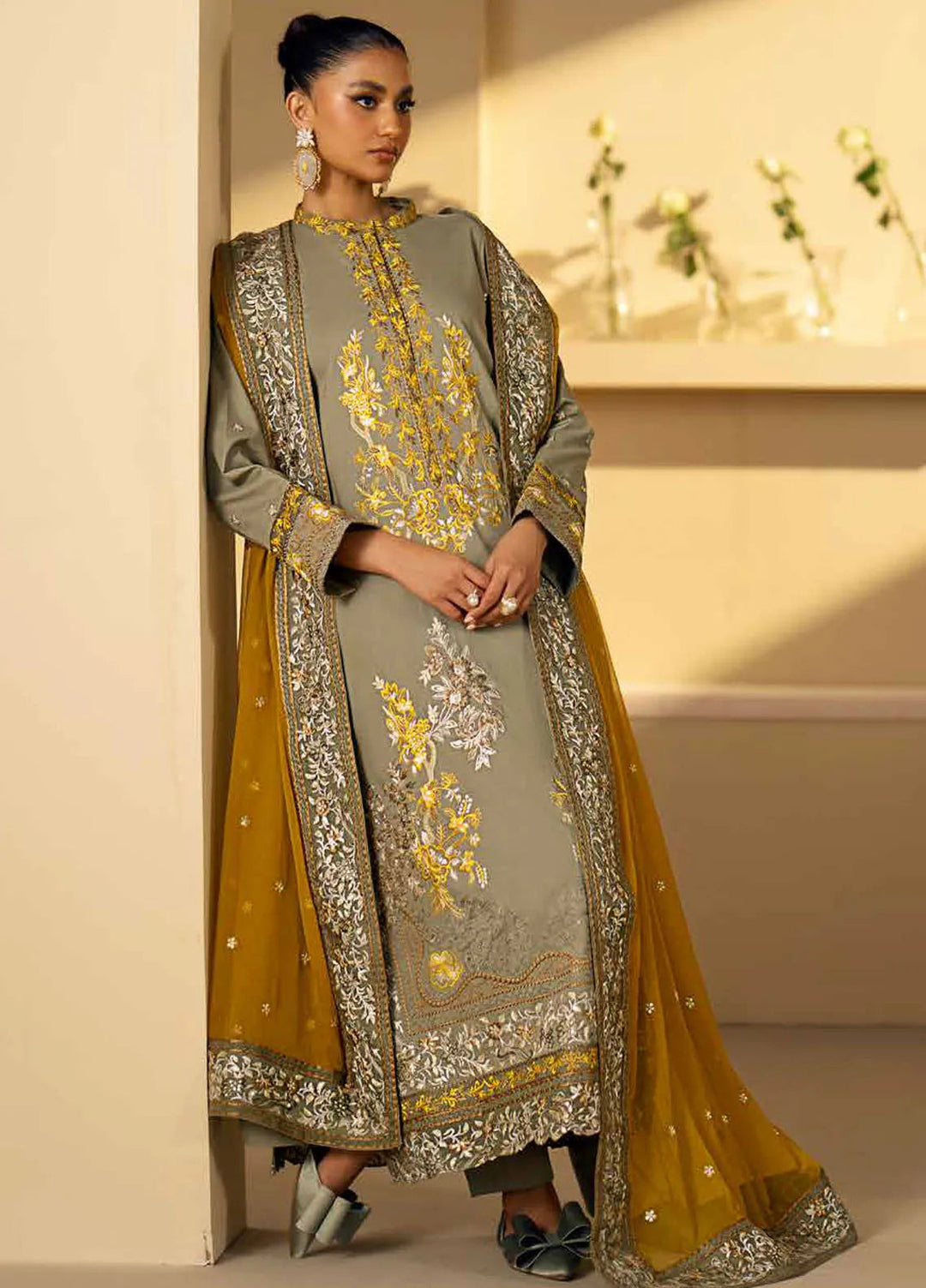 Maryum N Maria Embroidered Lawn Suit Unstitched 3 Piece MNM24EA Rada - Luxury Collection
