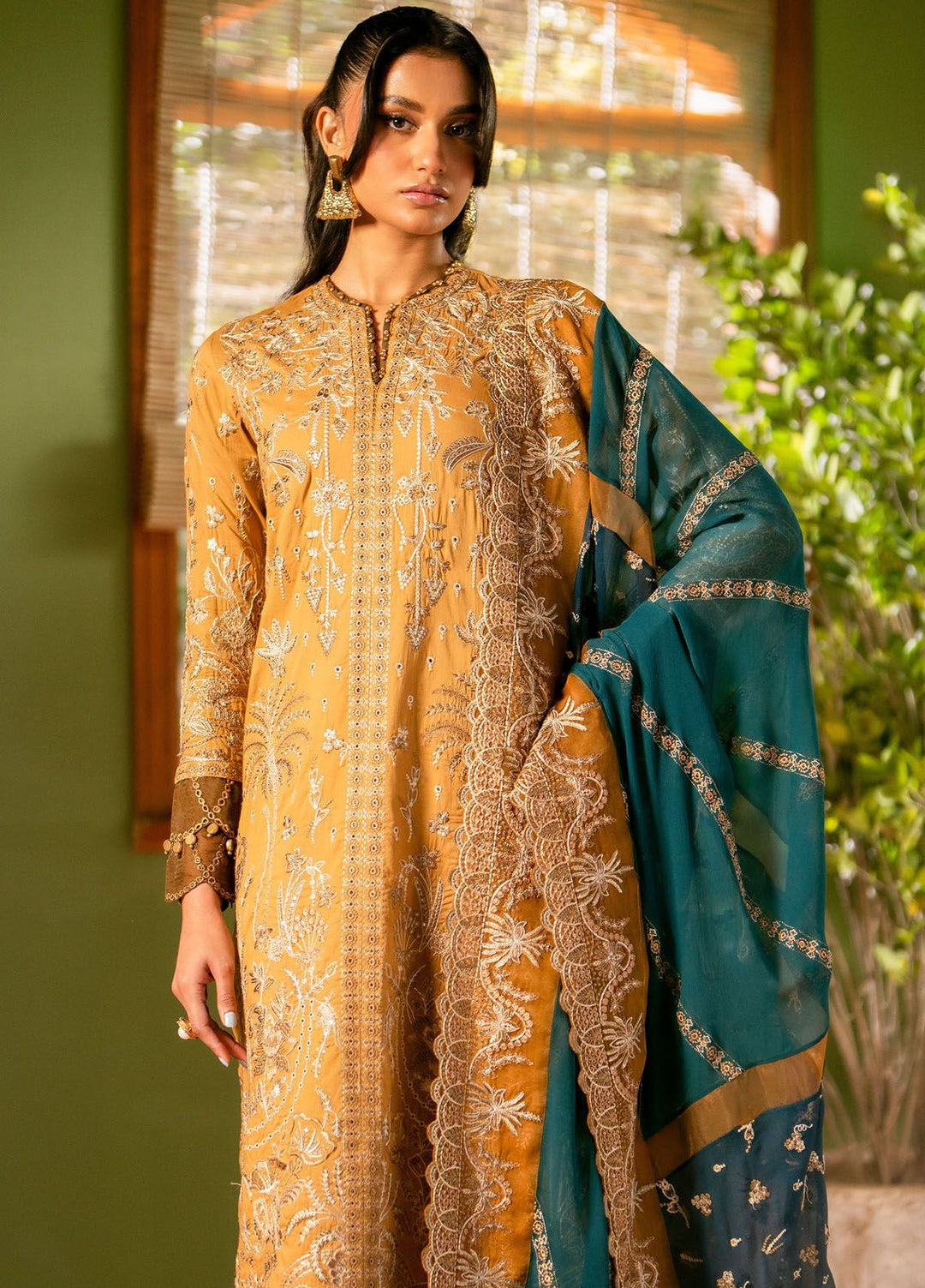 Maryum N Maria Embroidered Lawn Suit Unstitched 3 Piece MNM24LL2 MS24559 Heba - Luxury Summer Collection