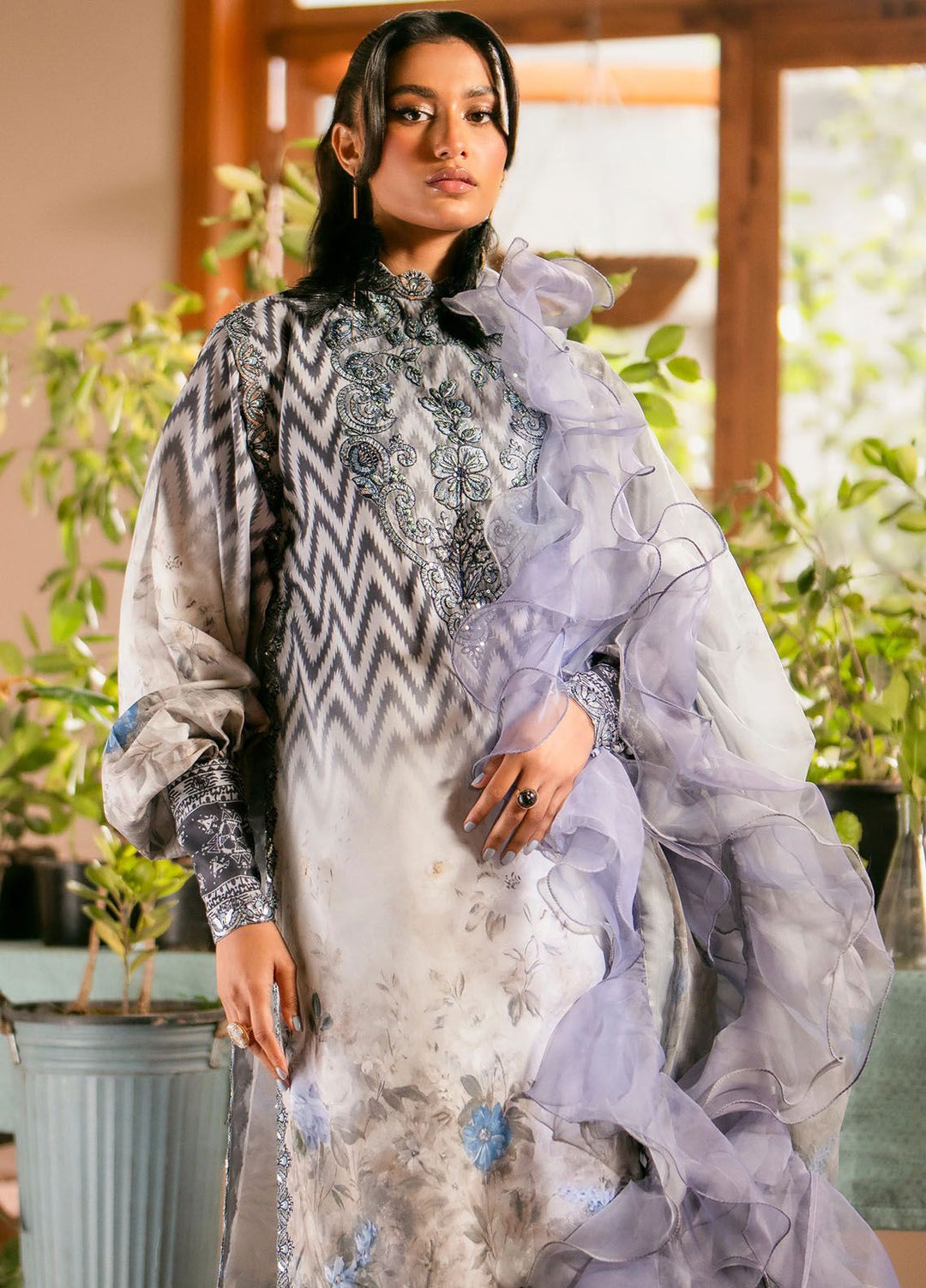 Maryum N Maria Embroidered Lawn Suit Unstitched 3 Piece MNM24LL2 MS24577 Sara - Luxury Summer Collection