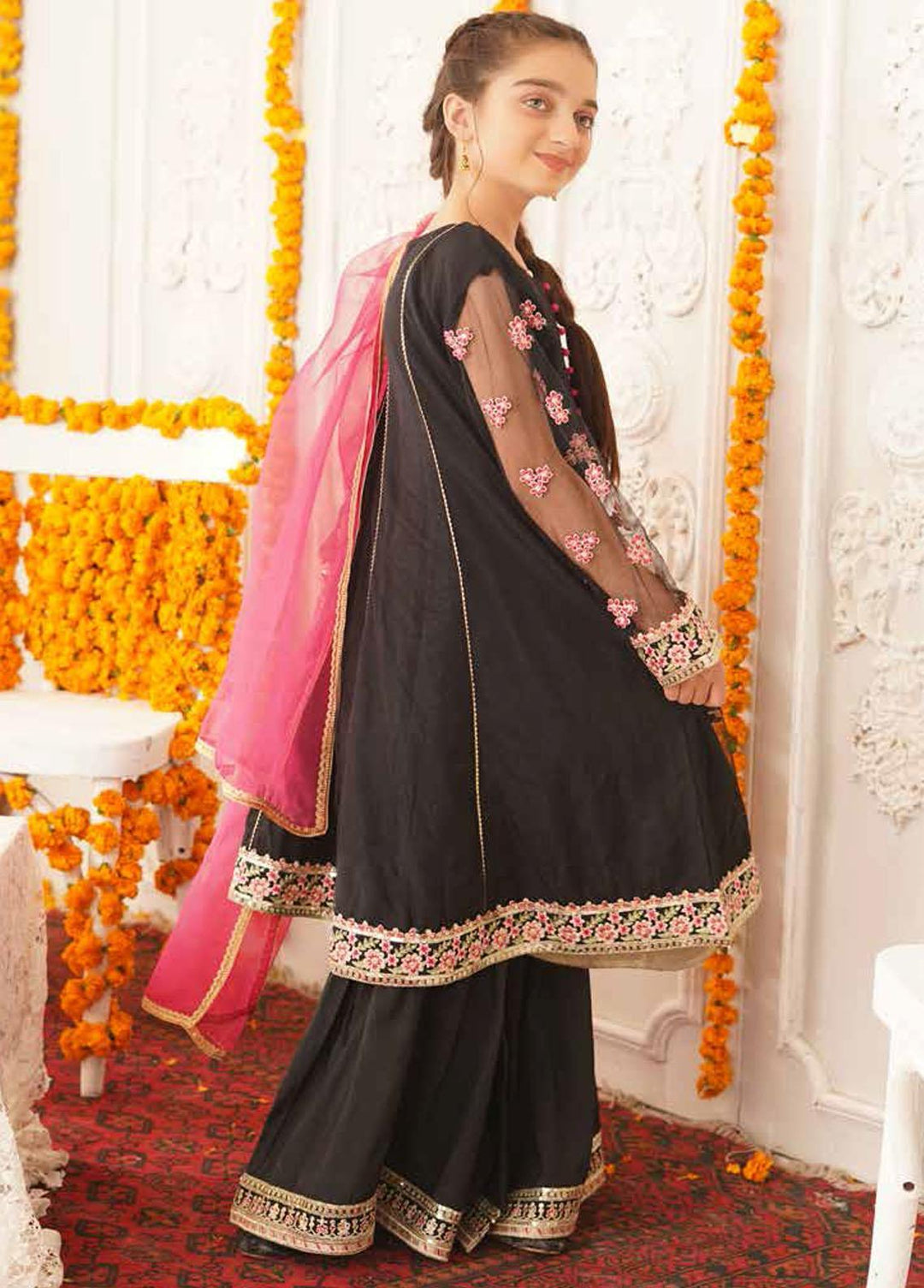 Maryum N Maria Net Embroidered 3 Piece Suit for Girls - MNM21K MKF 08