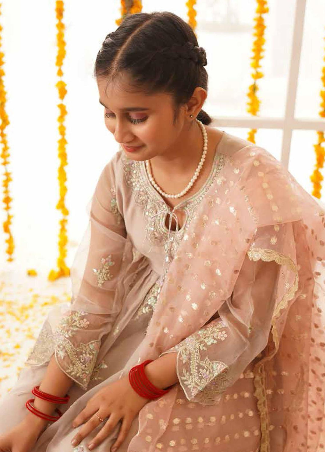 Maryum N Maria Organza Embroidered Girls 3 Piece Suit - MNM21K MKF 09