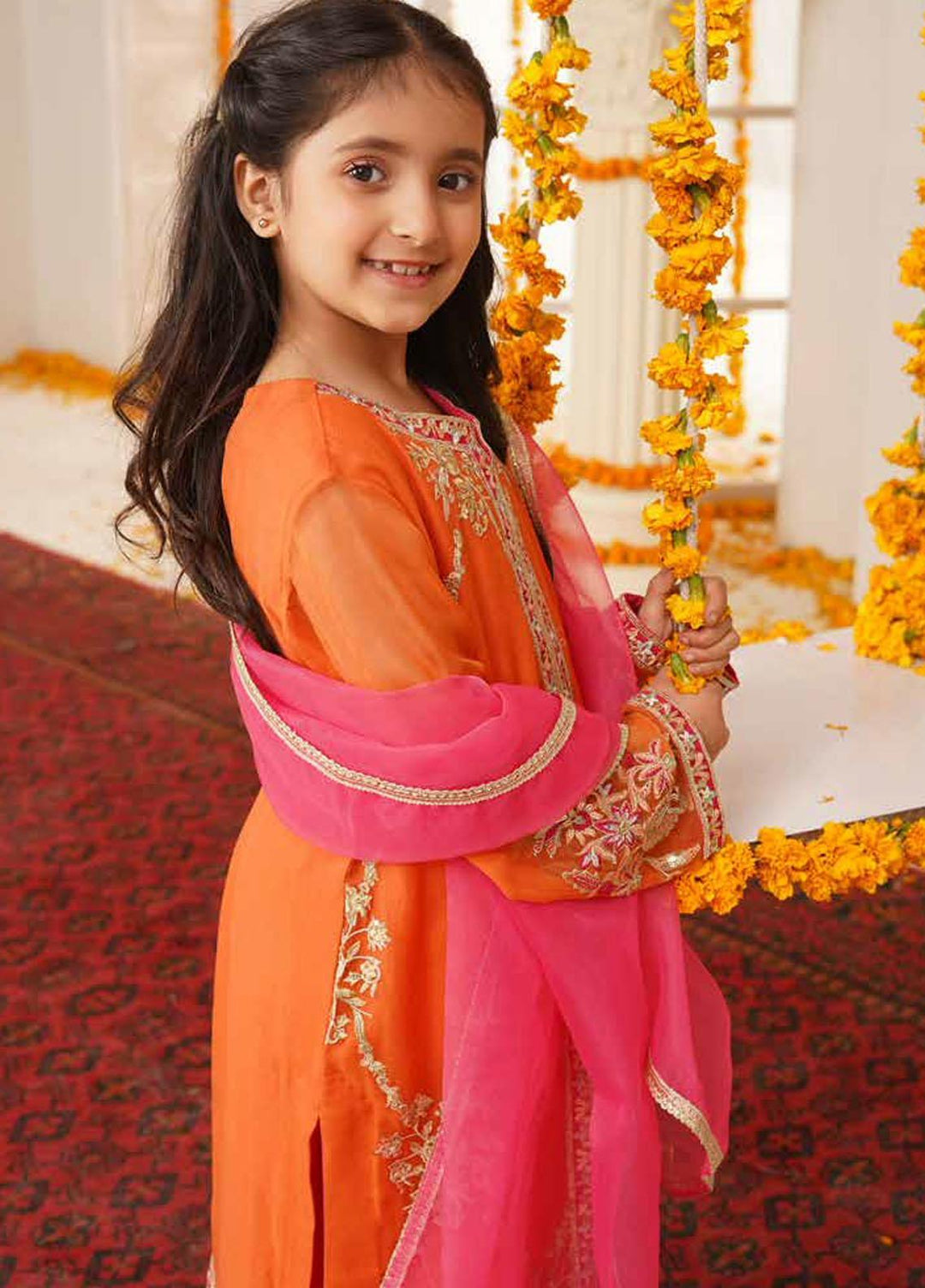 Maryum N Maria Chiffon Embroidered Girls 3 Piece Suit - MNM21K MKG 01