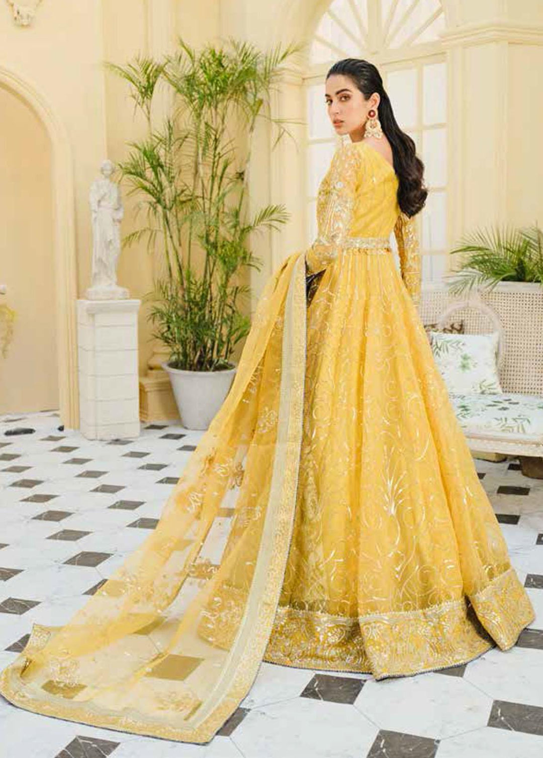 Maryum N Maria Embroidered Organza Suits Unstitched 3 Piece  MNM22L MFM-0015 GILDED PUNCH - Luxury Collection