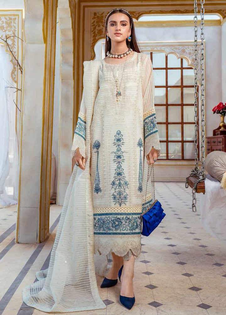 Maryum N Maria Ready to Wear  Organza 3 Piece Dress MNM22LE MLRD-67 Victoria Blue