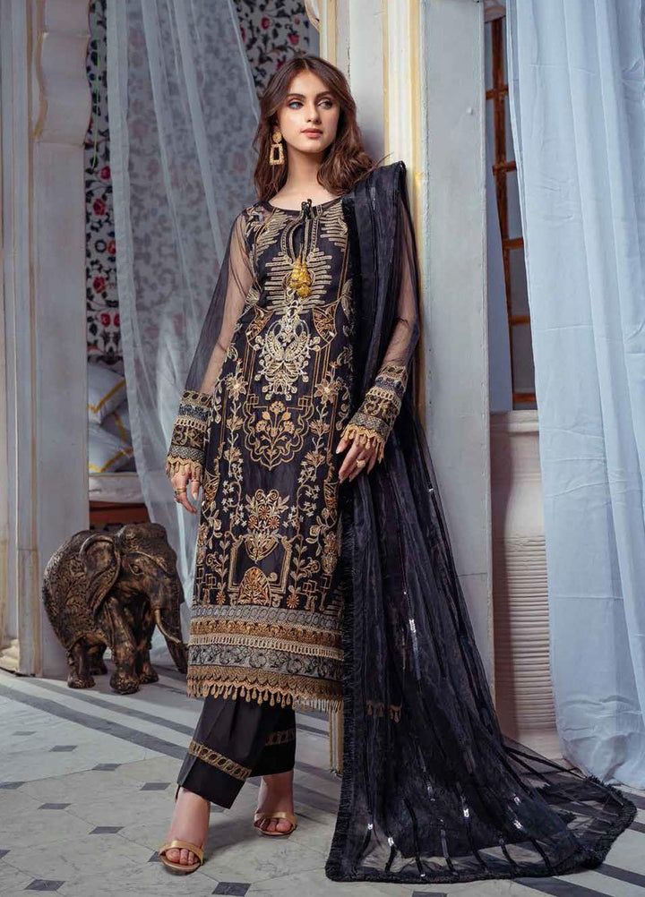 Maryum N Maria Ready to Wear  Net 3 Piece Dress MNM22LE MLRD-68 After Midnight