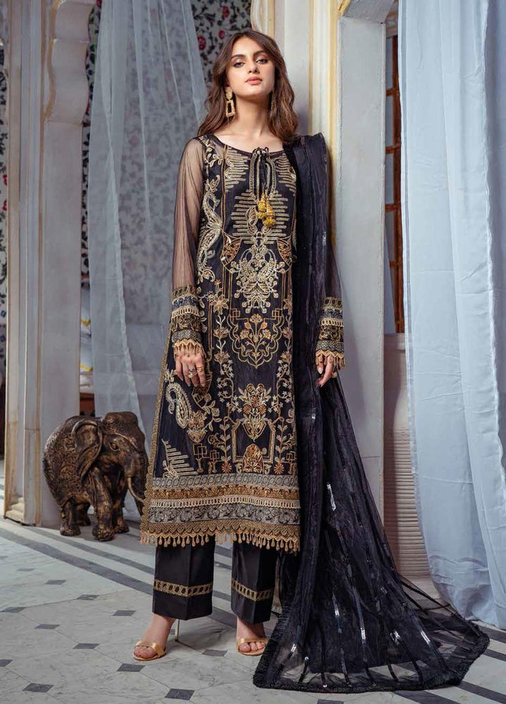 Maryum N Maria Ready to Wear  Net 3 Piece Dress MNM22LE MLRD-68 After Midnight