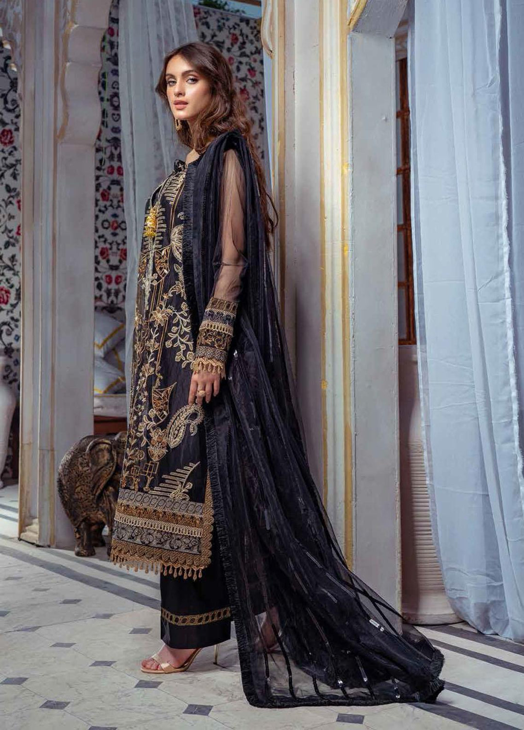 Maryum N Maria Ready to Wear  Net 3 Piece Dress MNM22LE MLRD-68 After Midnight