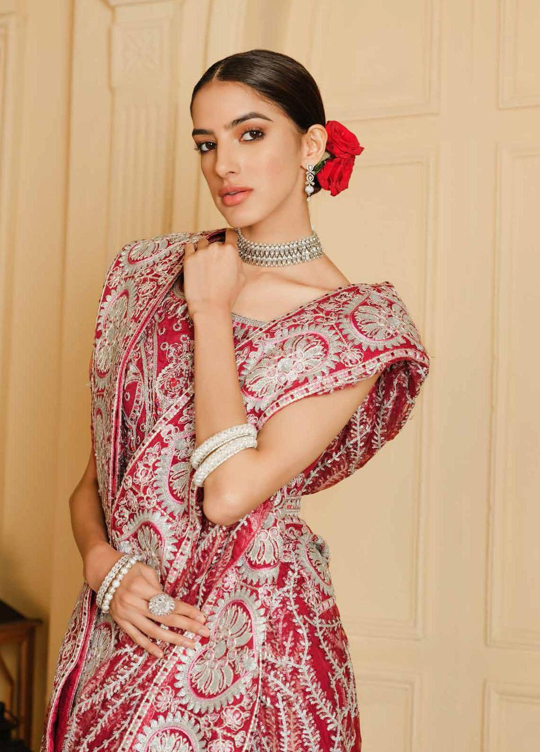 Maryum N Maria Embroidered Net Unstitched Saree MNM21S MFR 0001 - Luxury Collection