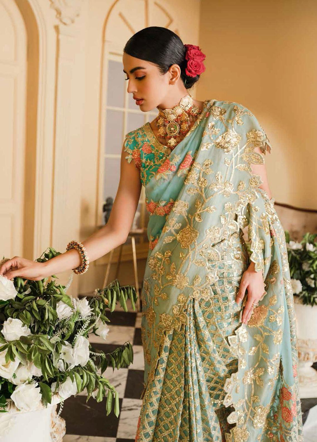 Maryum N Maria Embroidered Organza Unstitched Saree MNM21S MFR 0003 - Luxury Collection