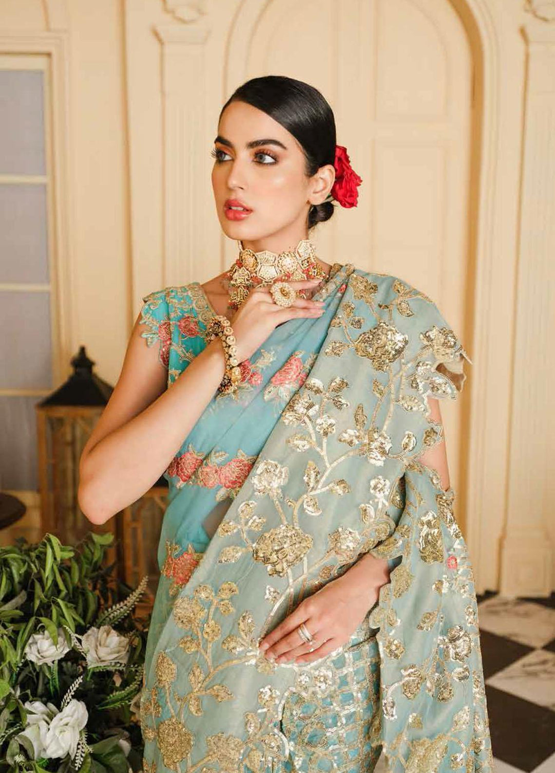 Maryum N Maria Embroidered Organza Unstitched Saree MNM21S MFR 0003 - Luxury Collection