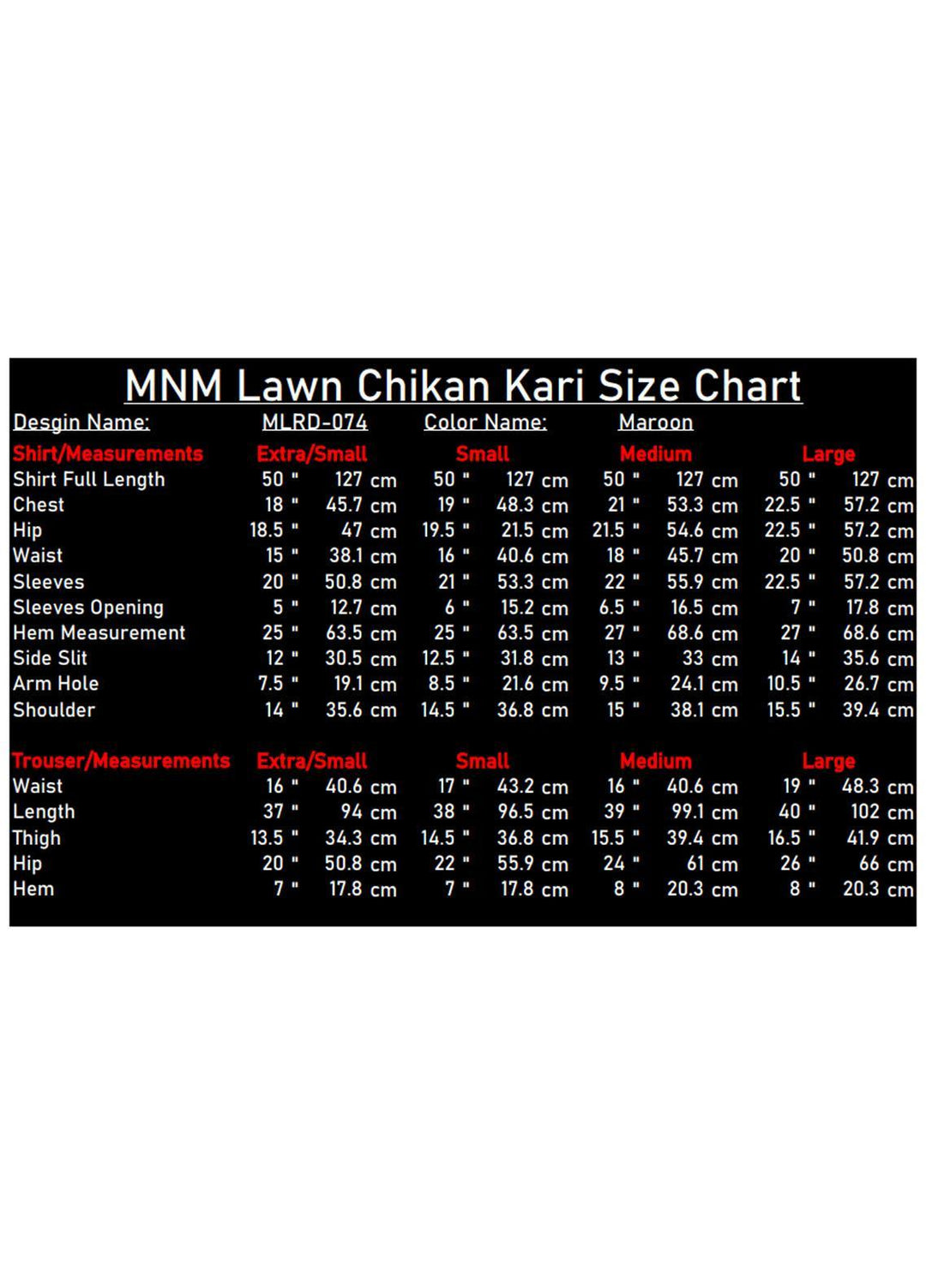 Maryum N Maria Luxury Pret Embroidered Chikankari Lawn 3 Piece Dress MNM23CHK MLRD074 ROCKER