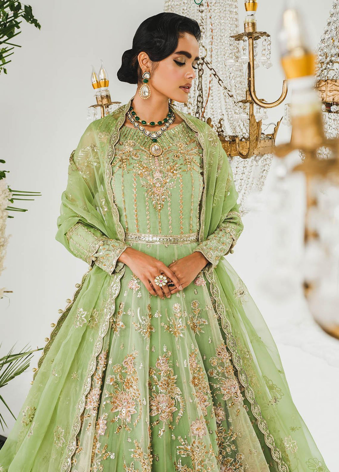 Maryum N Maria Embroidered Organza Suits Unstitched 3 Piece MNM23TBB Mariee MBM0041 - Luxury Bridal Collection