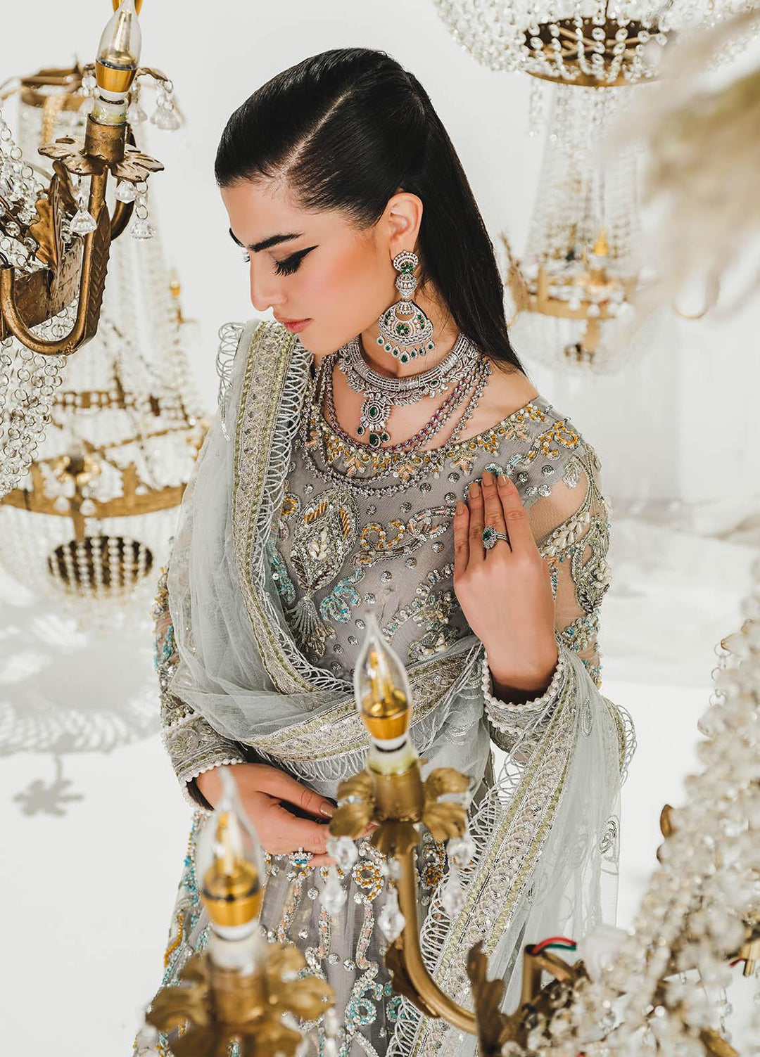Maryum N Maria Embroidered Net Suits Unstitched 3 Piece MNM23TBB Anaya MBM0043 - Luxury Bridal Collection