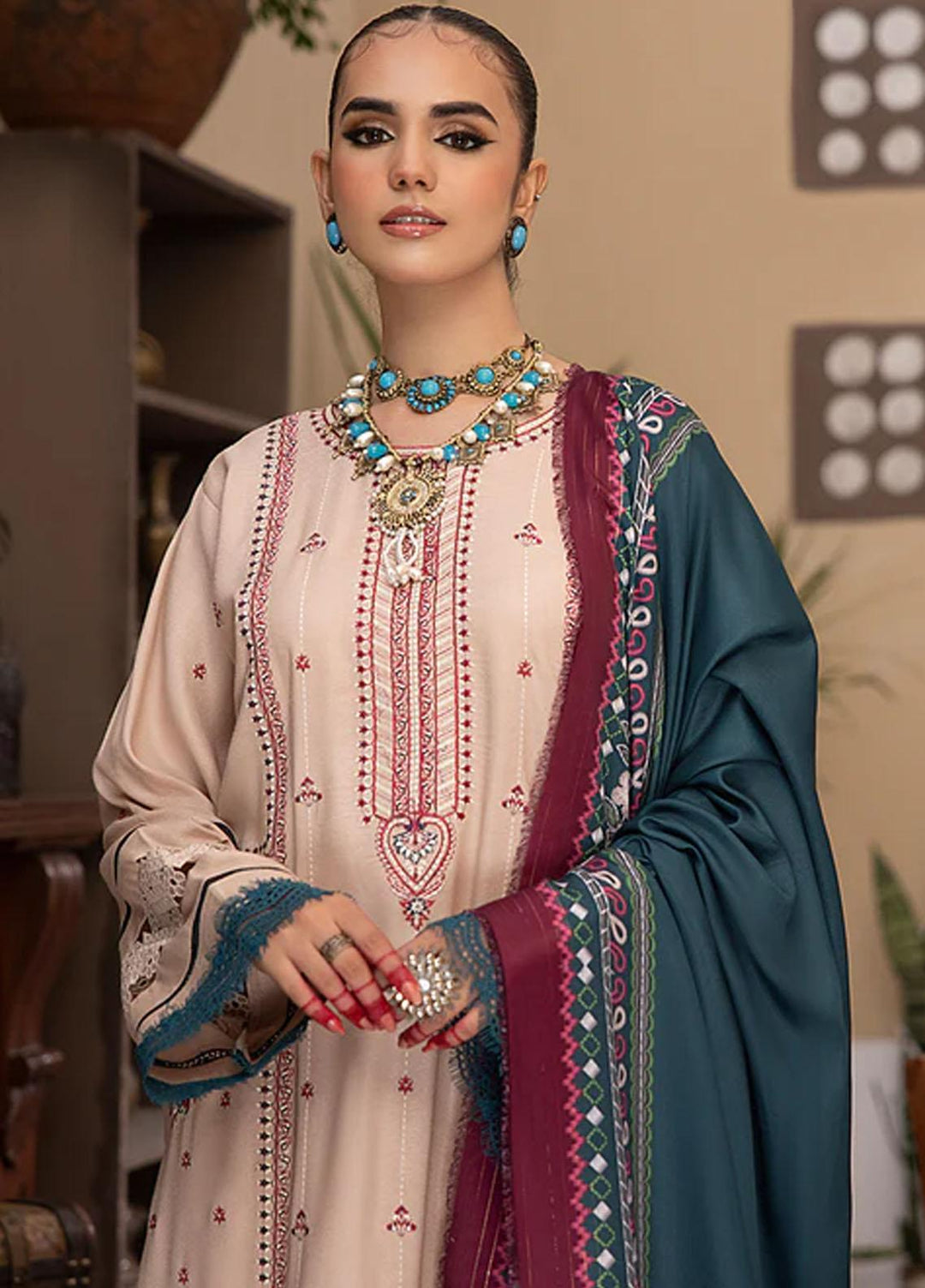 Masakali By Mahnur Embroidered Crepe Suits Unstitched 3 Piece MN23MSK D-04 A - Winter Collection