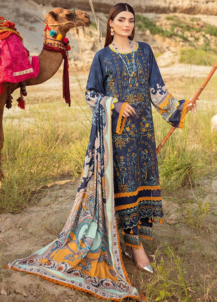 Mashaal by Ramsha Printed Linen Suits Unstitched 3 Piece RSH21ML I-101 - Winter Collection