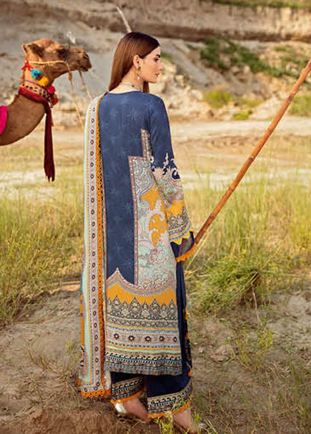Mashaal by Ramsha Printed Linen Suits Unstitched 3 Piece RSH21ML I-101 - Winter Collection