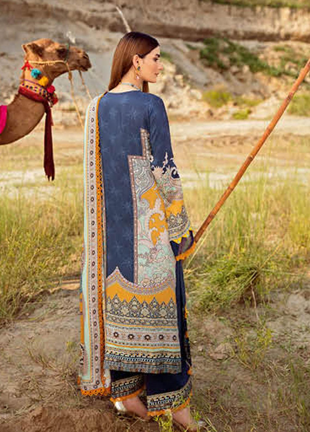 Mashaal by Ramsha Printed Linen Suits Unstitched 3 Piece RSH21ML I-101 - Winter Collection