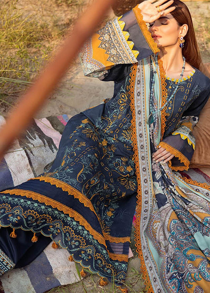Mashaal by Ramsha Printed Linen Suits Unstitched 3 Piece RSH21ML I-101 - Winter Collection