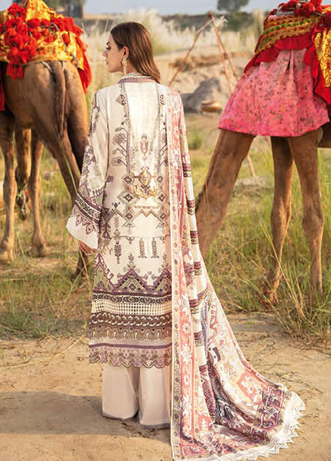 Mashaal by Ramsha Printed Linen Suits Unstitched 3 Piece RSH21ML I-103 - Winter Collection