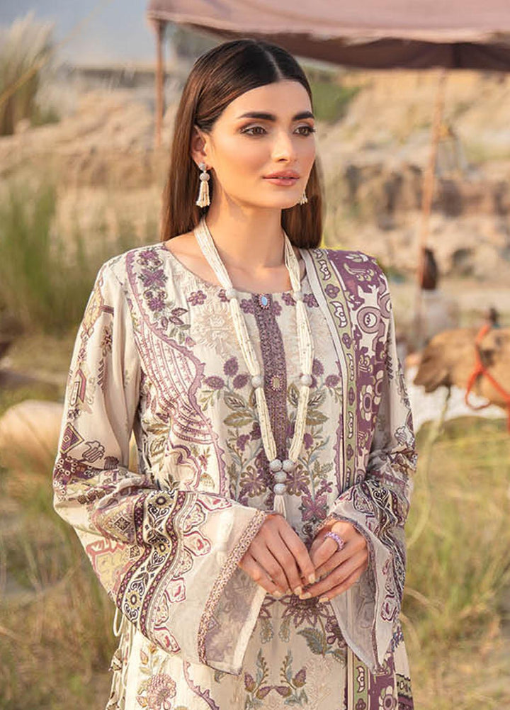 Mashaal by Ramsha Printed Linen Suits Unstitched 3 Piece RSH21ML I-103 - Winter Collection