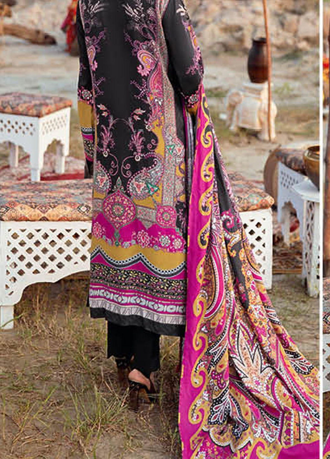 Mashaal by Ramsha Printed Linen Suits Unstitched 3 Piece RSH21ML I-104 - Winter Collection