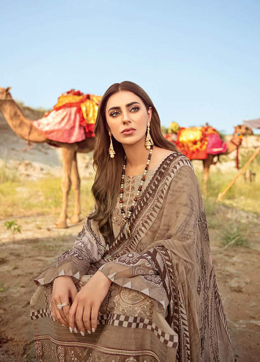 Mashaal by Ramsha Printed Linen Suits Unstitched 3 Piece RSH21ML I-107 - Winter Collection