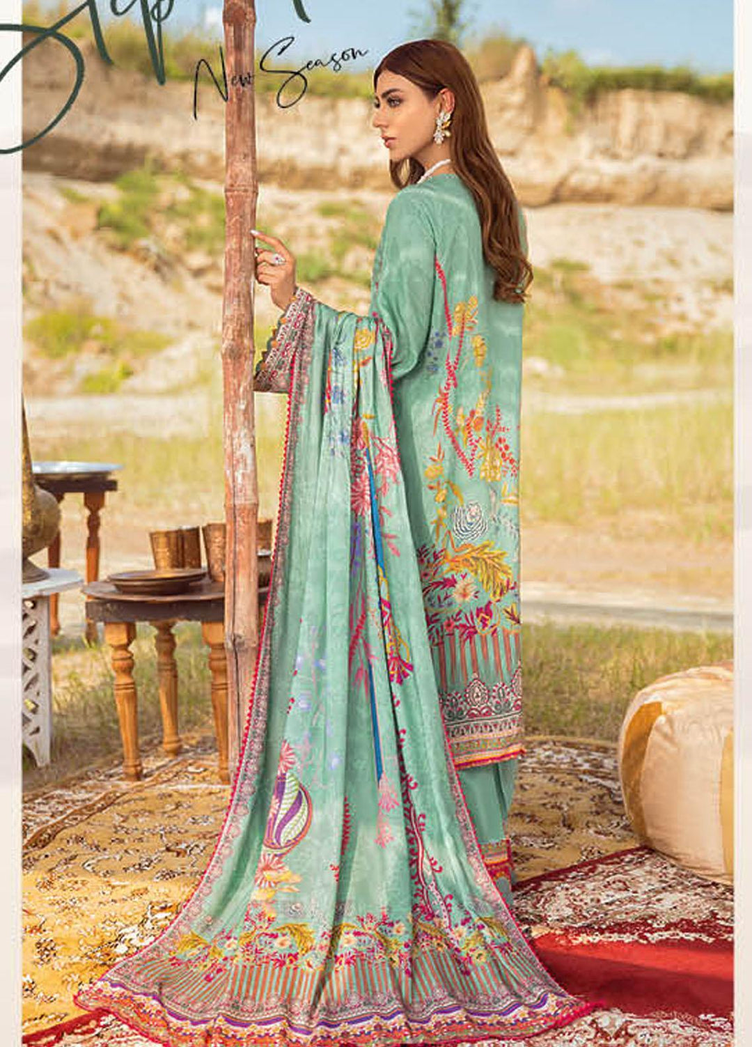 Mashaal by Ramsha Printed Linen Suits Unstitched 3 Piece RSH21ML I-109 - Winter Collection