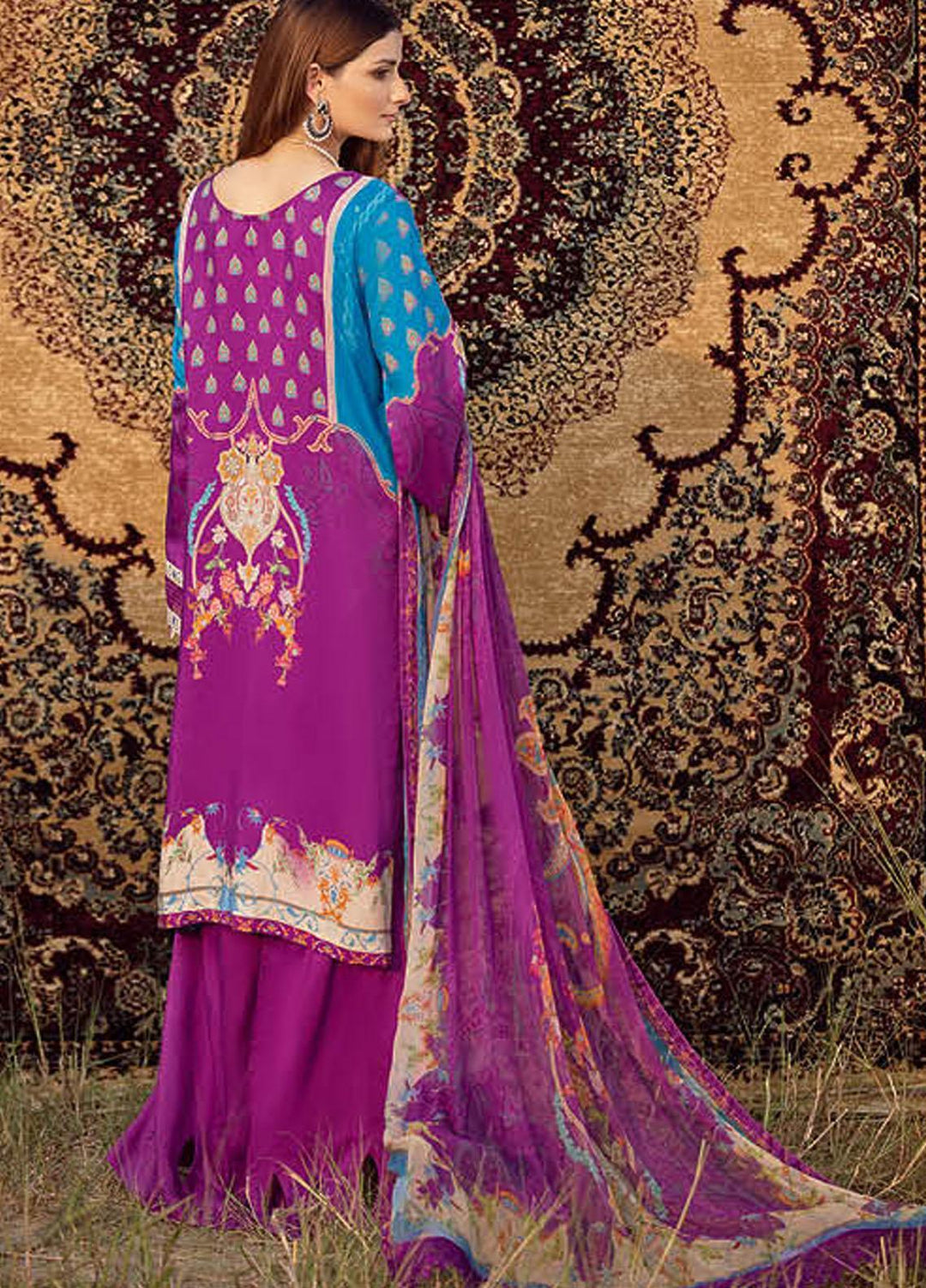 Mashaal by Ramsha Printed Linen Suits Unstitched 3 Piece RSH21ML I-110 - Winter Collection