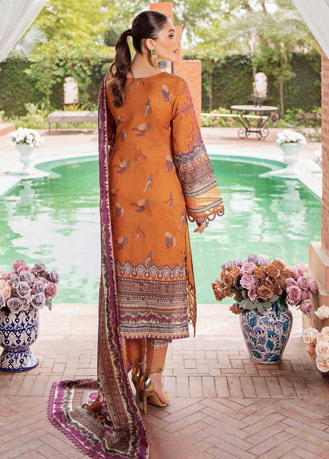 Mashaal by Ramsha Embroidered Lawn Suits Unstitched 3 Piece RSH22-ML5 L-502 - Luxury Collection