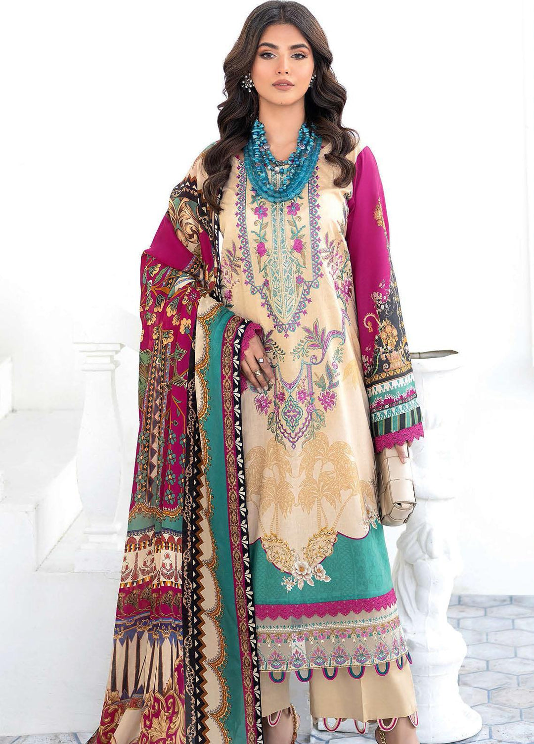 Mashaal by Ramsha Embroidered Lawn Suits Unstitched 3 Piece RSH23-ML6 L-602 - Luxury Collection