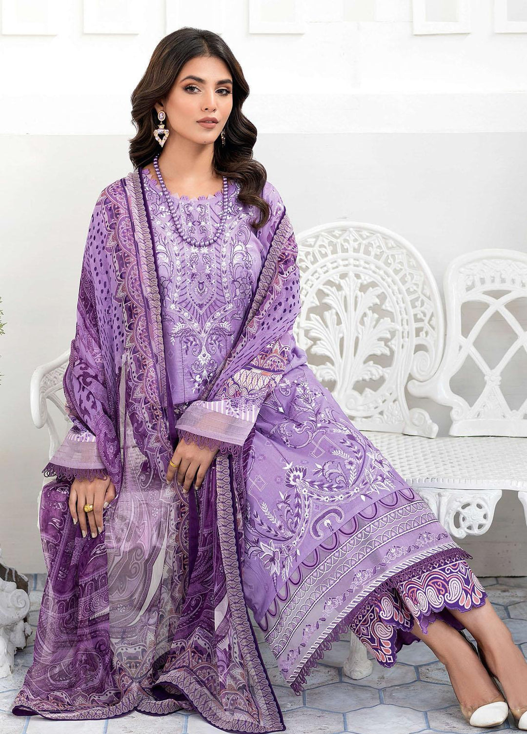 Mashaal by Ramsha Embroidered Lawn Suits Unstitched 3 Piece RSH23-ML6 L-603 - Luxury Collection