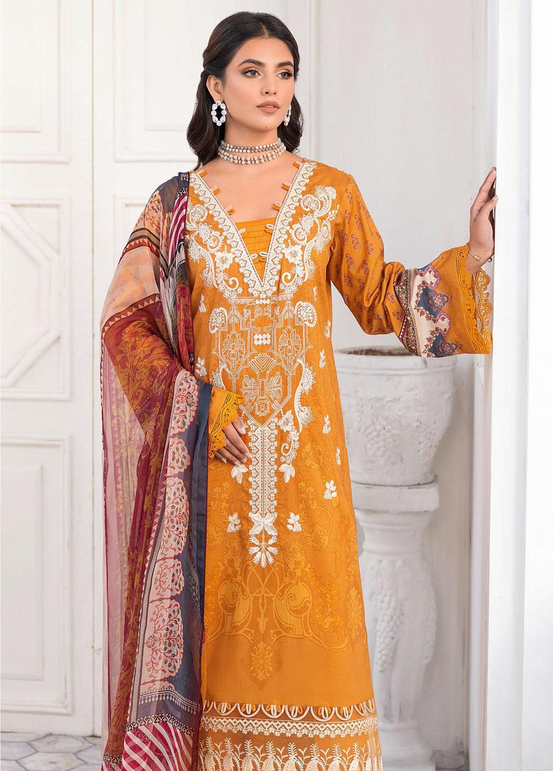 Mashaal by Ramsha Embroidered Lawn Suits Unstitched 3 Piece RSH23-ML6 L-609 - Luxury Collection